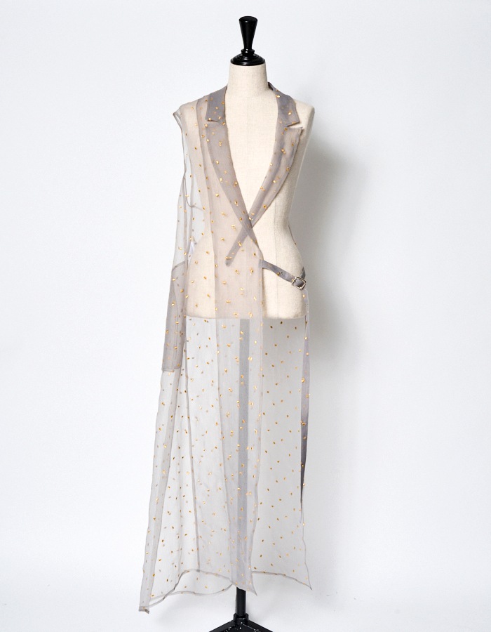 Dot Embroidery Sheer Gilet / black | DRESS | RUMCHE OFFICIAL