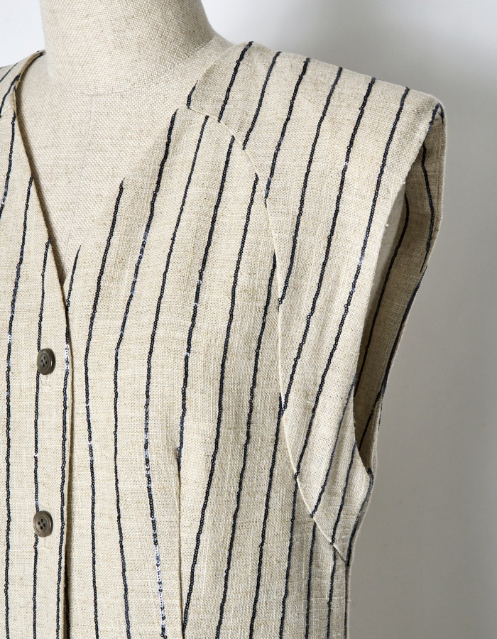 Spangled Stripe Dress / off white