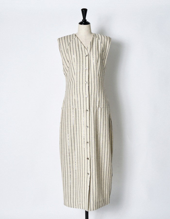 Spangled Stripe Dress / off white