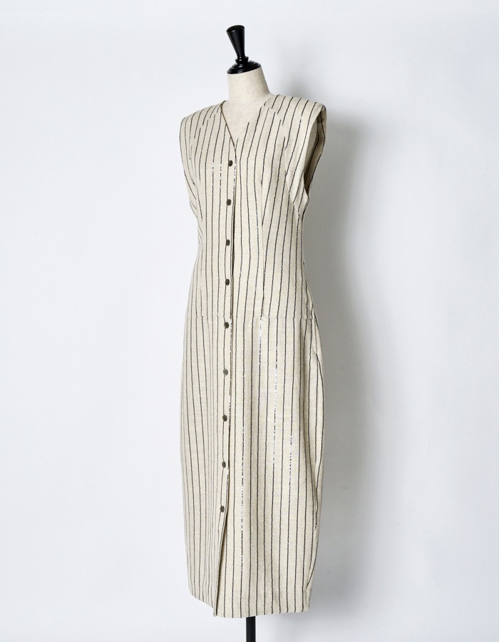Spangled Stripe Dress / off white