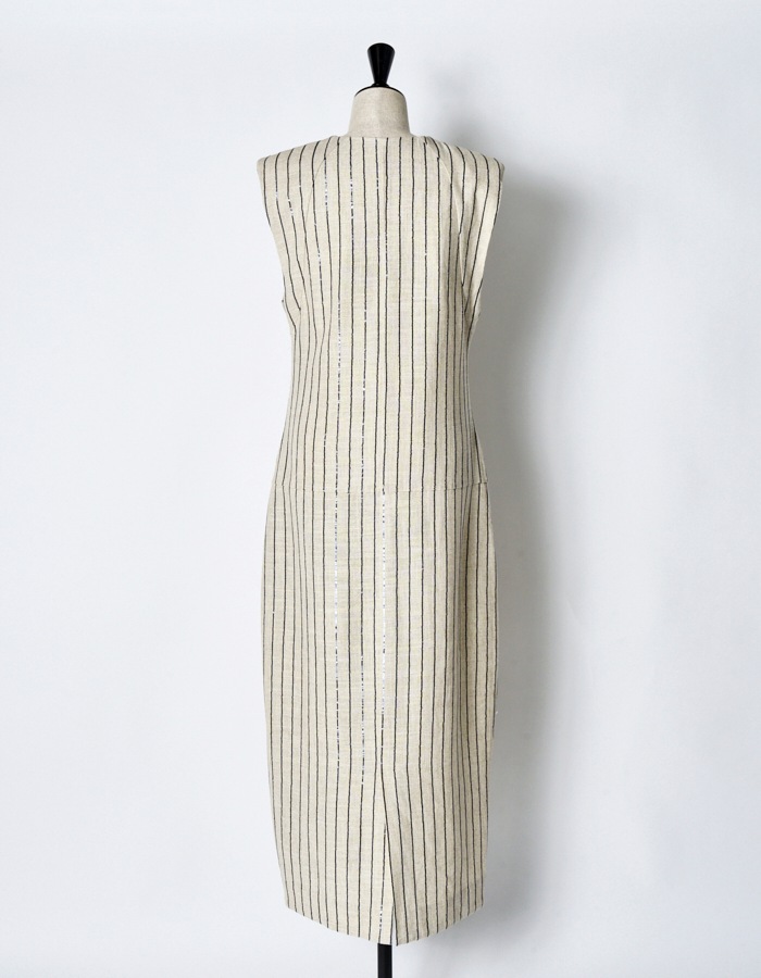 Spangled Stripe Dress / off white