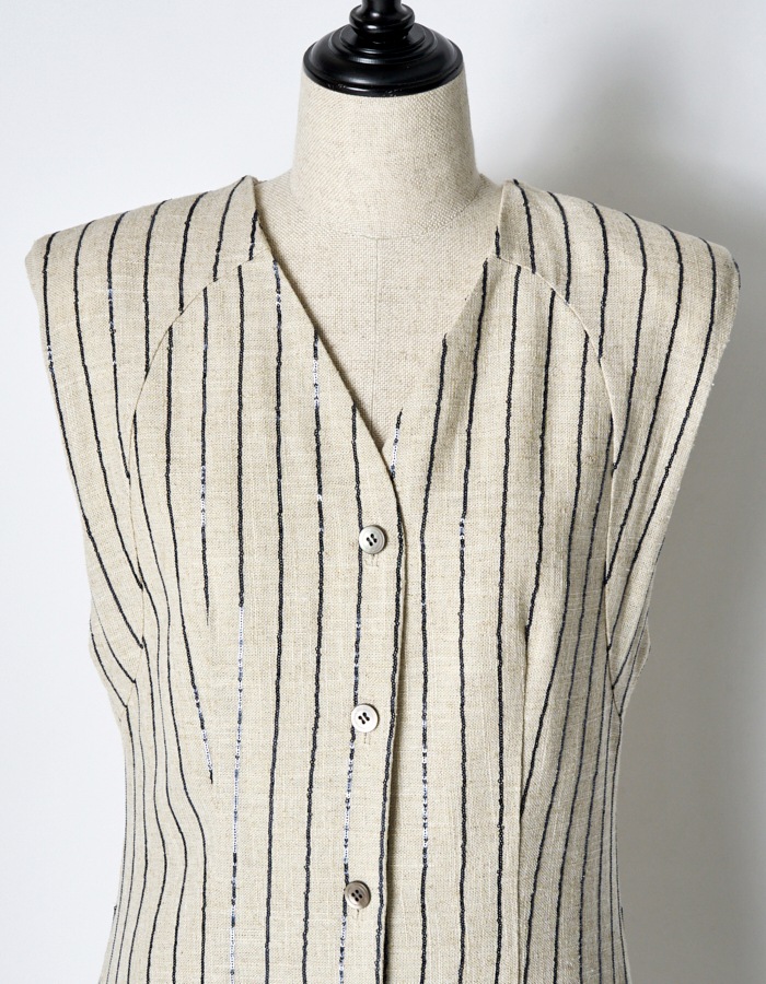 Spangled Stripe Dress / off white