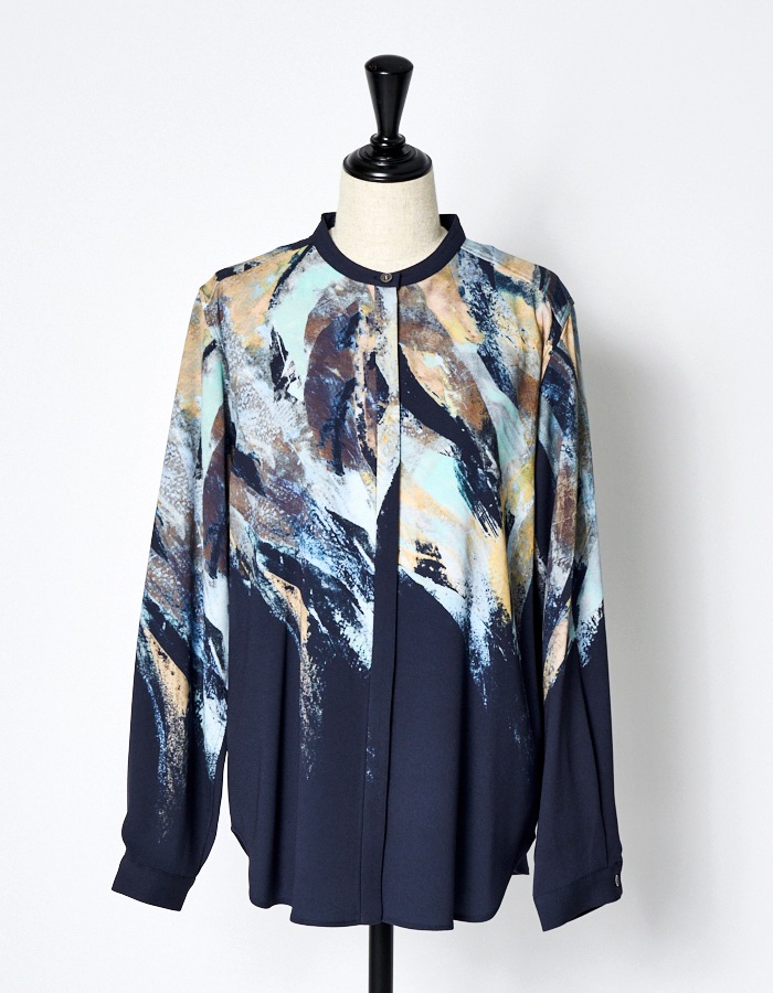 Wing Panel Print Shirt / navy