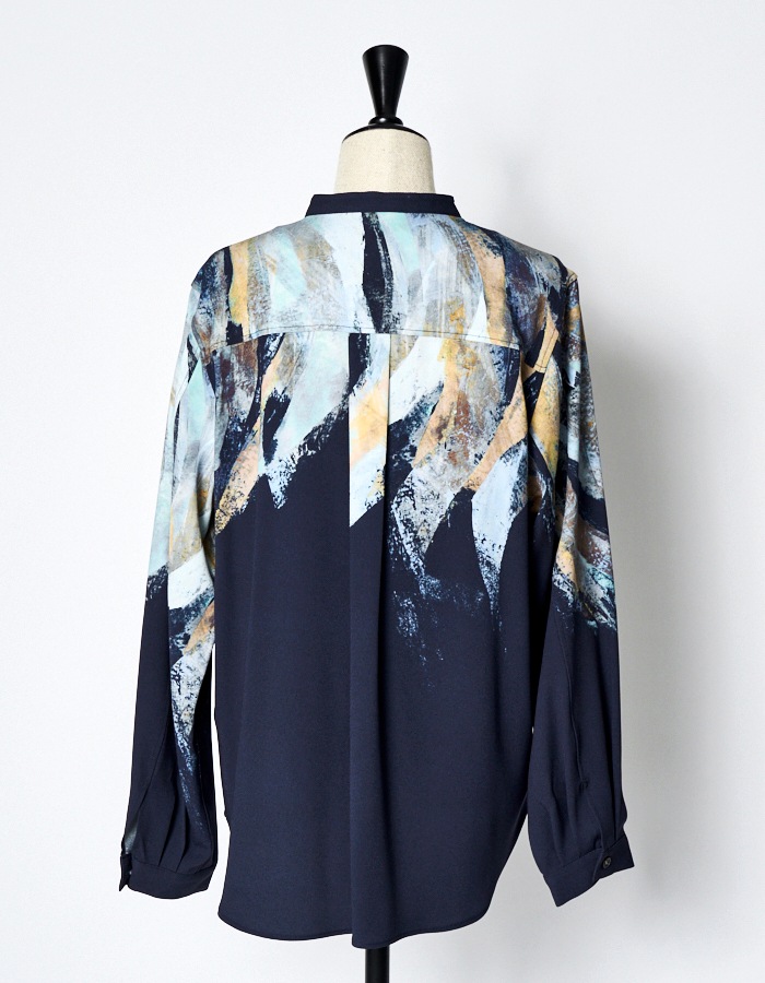 Wing Panel Print Shirt / navy