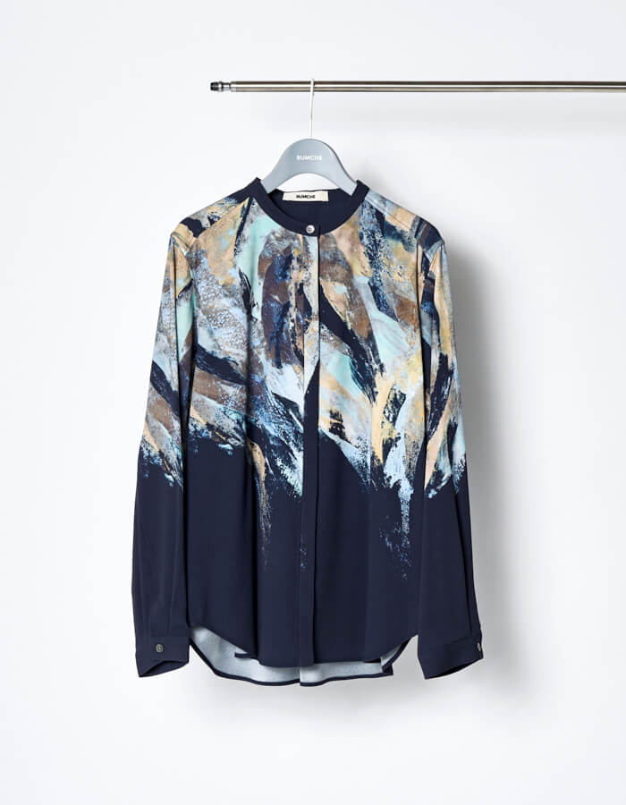Wing Panel Print Shirt / navy