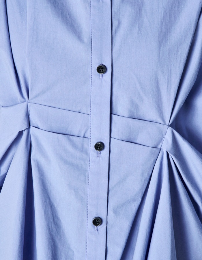Cotton Layered Tuck Shirt / sax