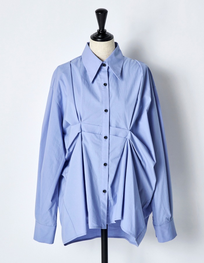 Cotton Layered Tuck Shirt / sax