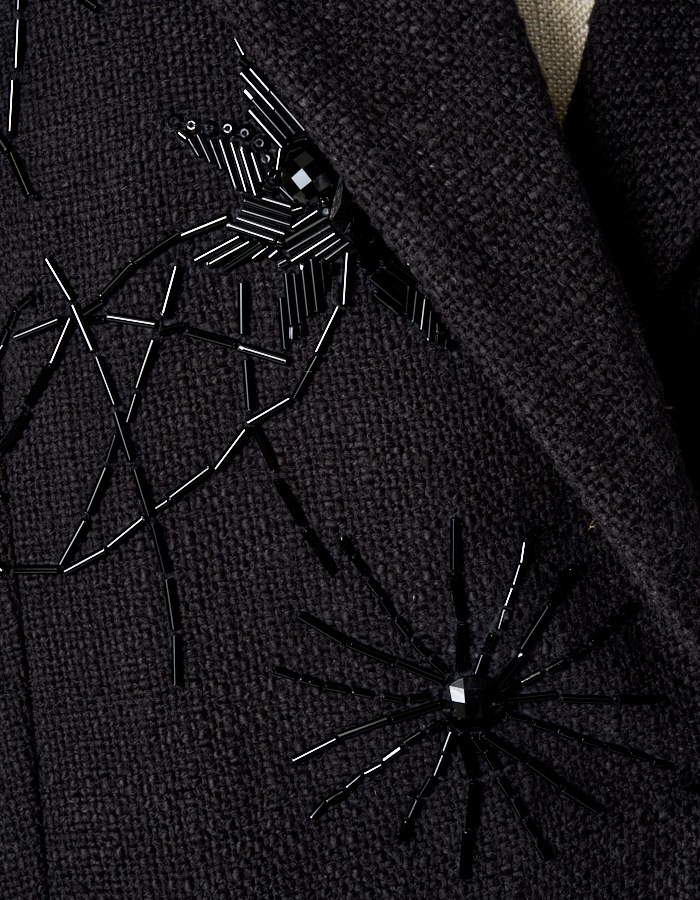 Beads Embroidery Tweed Jacket / black