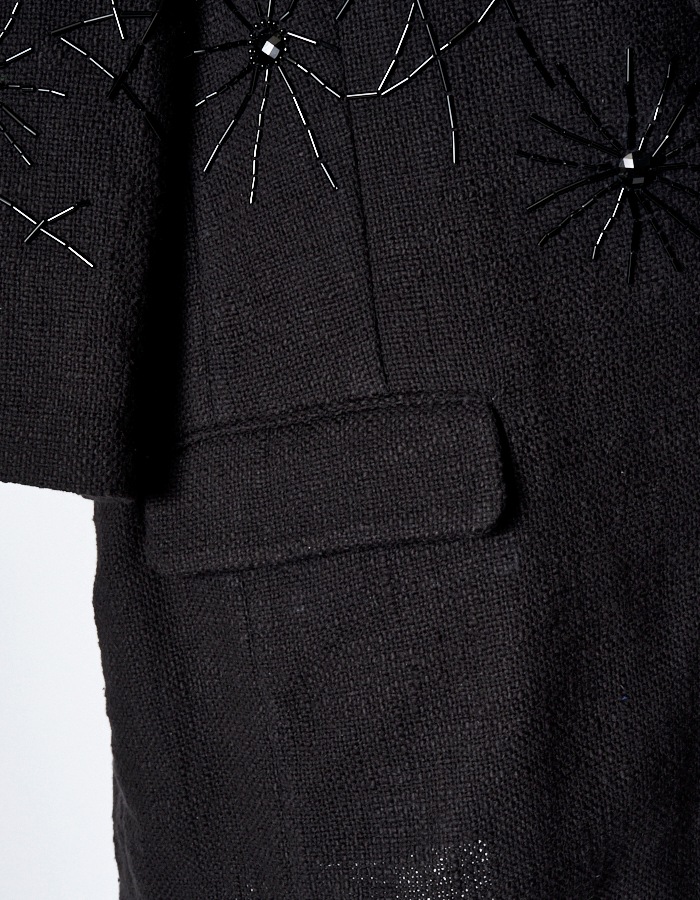 Beads Embroidery Tweed Jacket / black
