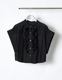 Half Moon Ruffle Short Blouse / black