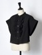 Half Moon Ruffle Short Blouse / black