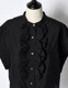 Half Moon Ruffle Short Blouse / black