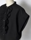 Half Moon Ruffle Short Blouse / black