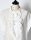 Half Moon Ruffle Short Blouse / white