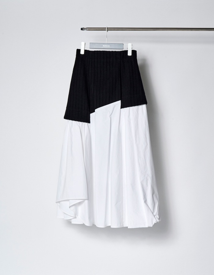 Knit Bonding Typewriter Skirt / white
