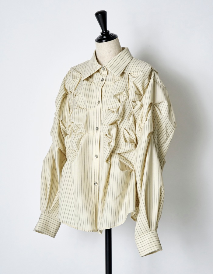 Snowflake Stripe Shirt / ivory