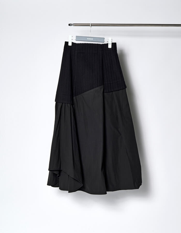 Knit Bonding Typewriter Skirt / black