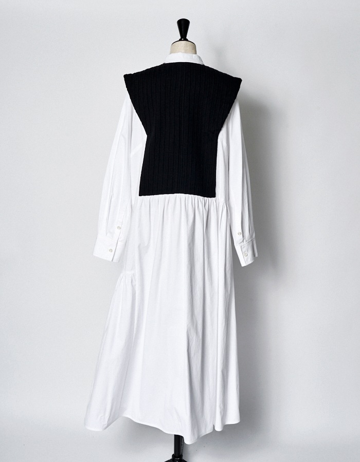Knit Bonding Shirt Dress / white