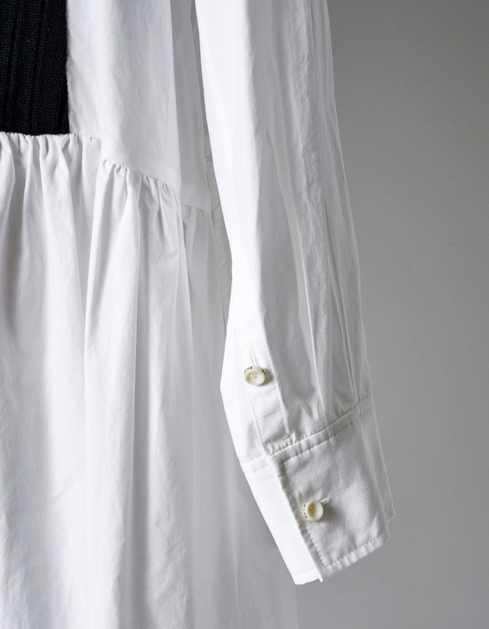 Knit Bonding Shirt Dress / white