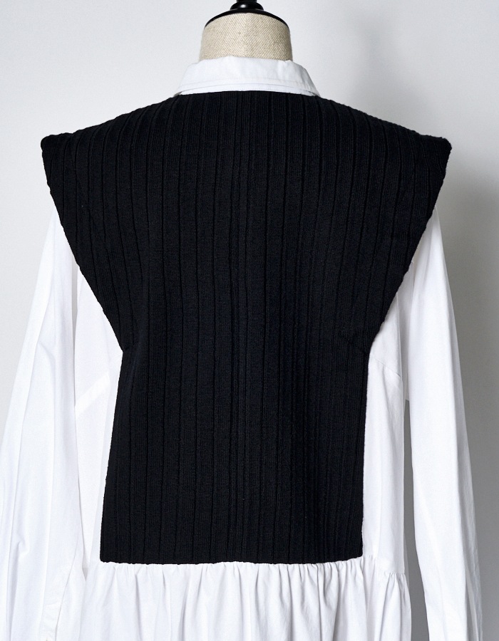 Knit Bonding Shirt Dress / white