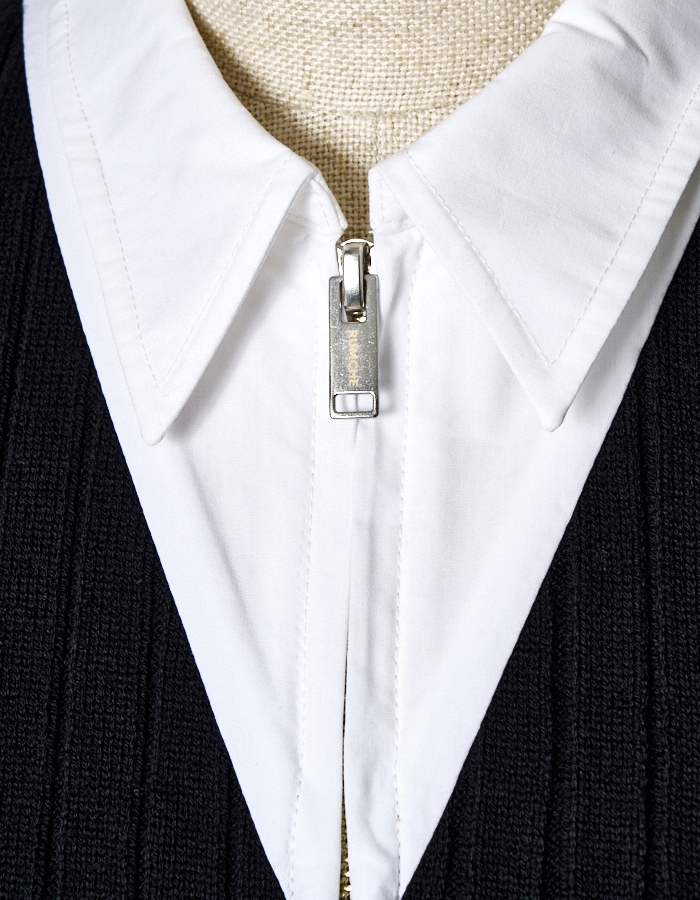 Knit Bonding Shirt Dress / white