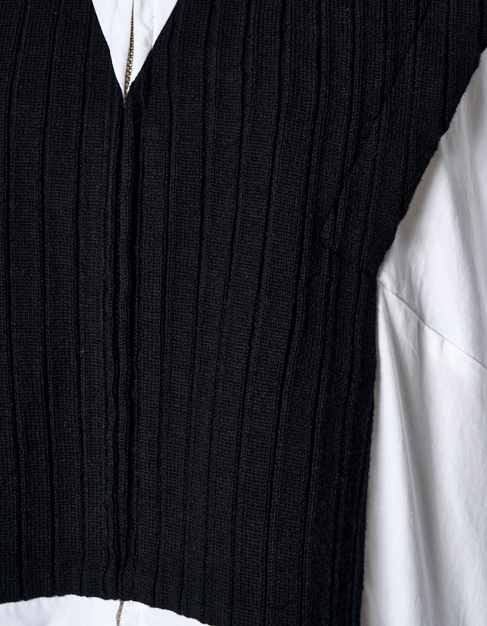 Knit Bonding Shirt Dress / white