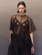 Moon Ruffle Sheer Tops / black
