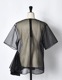Moon Ruffle Sheer Tops / black