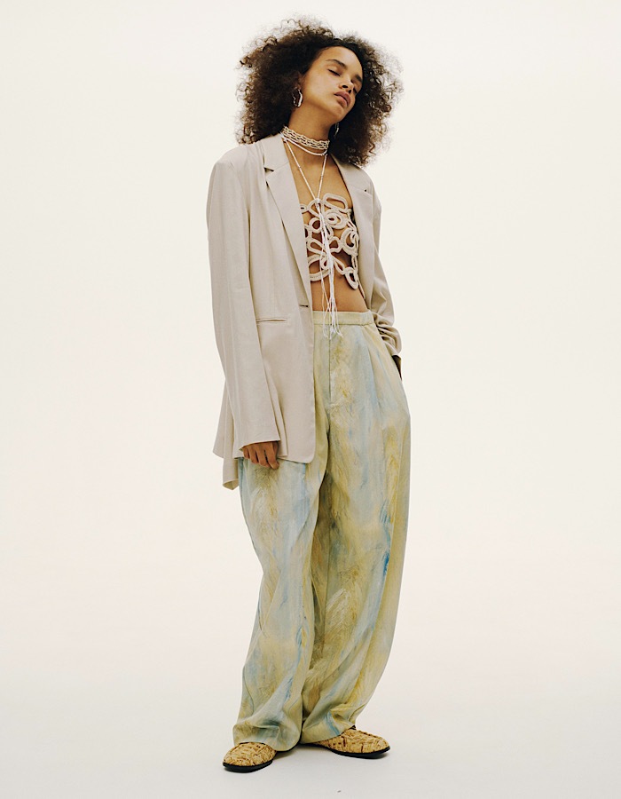 Flower Bond Yarn Belt / beige