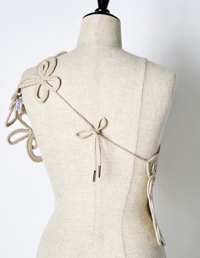 Flower Bond Yarn Belt / beige