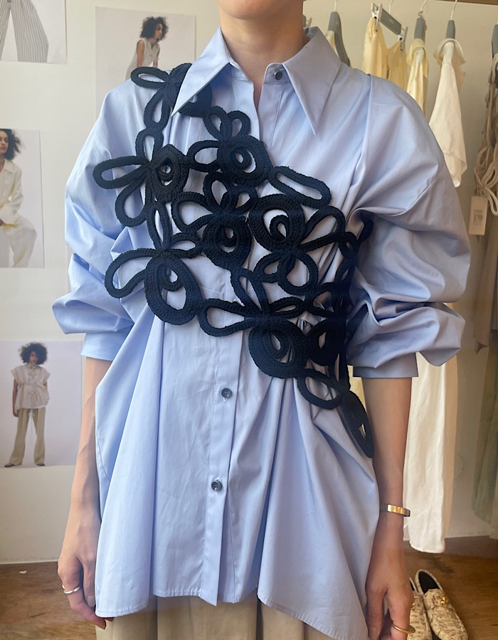 Flower Bond Yarn Belt / beige