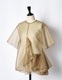 Moon Ruffle Sheer Tops / beige