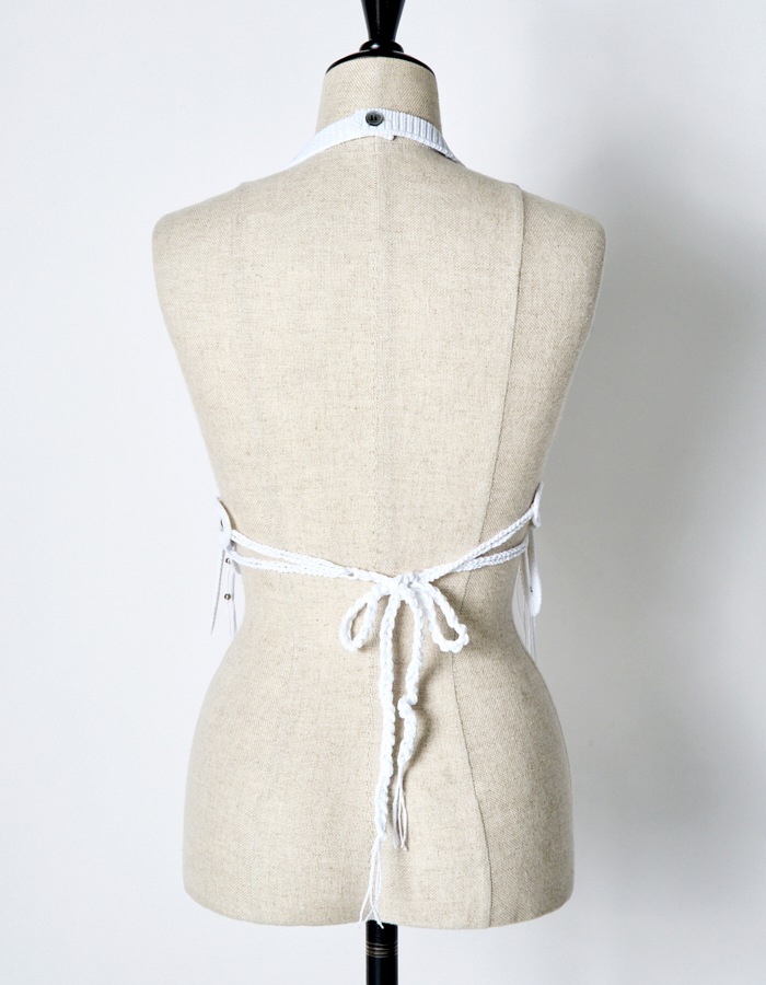Leaf Fringe Bond Yarn Bustier / white