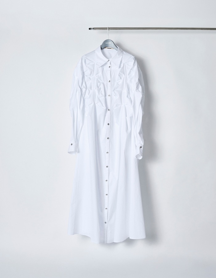 Snowflake Cotton Shirt Dress / white