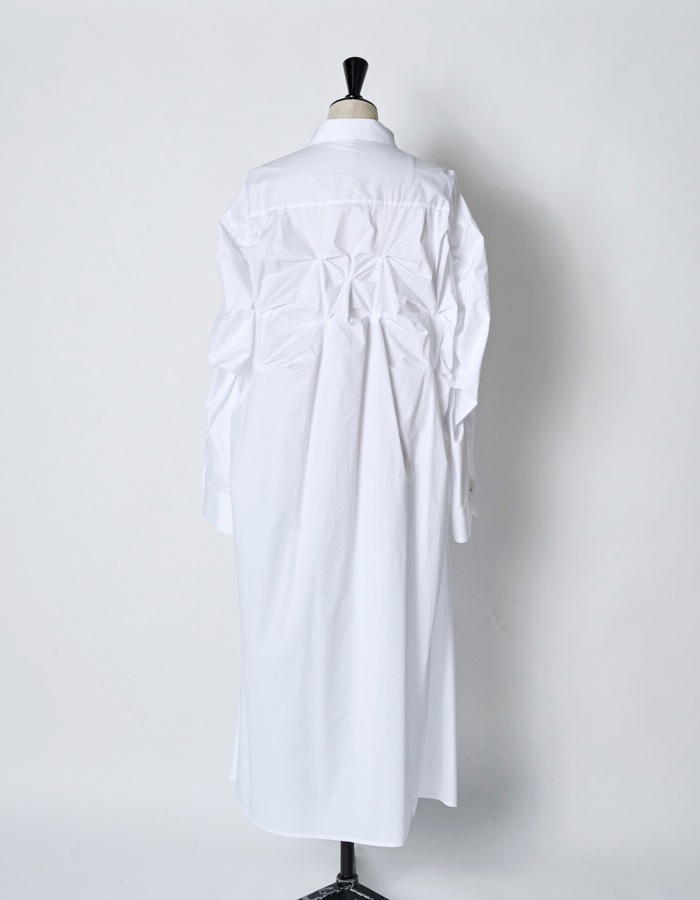 Snowflake Cotton Shirt Dress / white