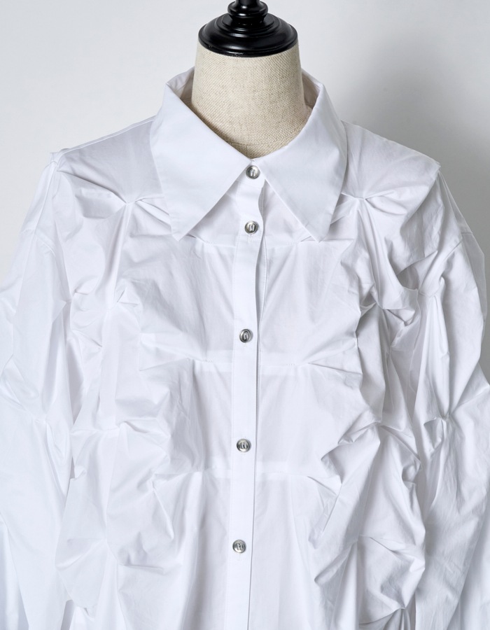 Snowflake Cotton Shirt Dress / white