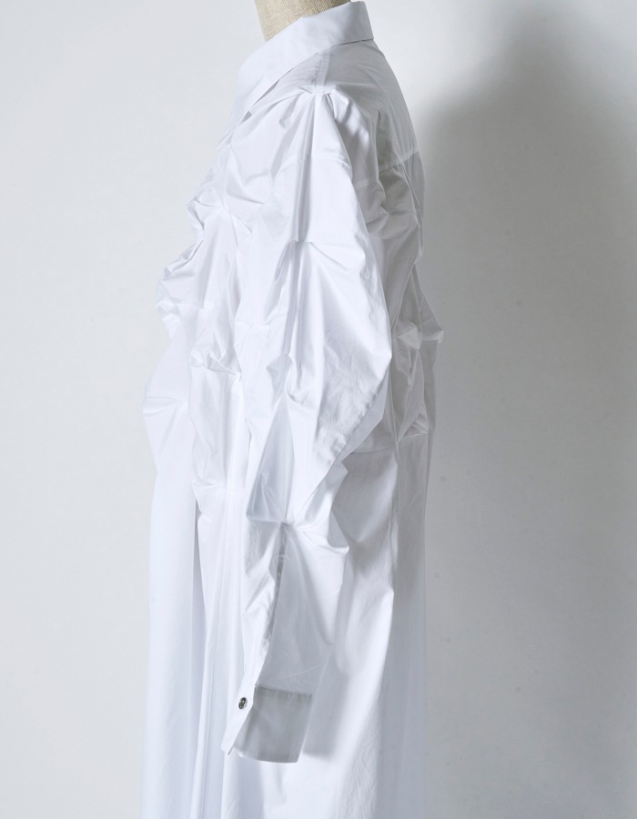 Snowflake Cotton Shirt Dress / white