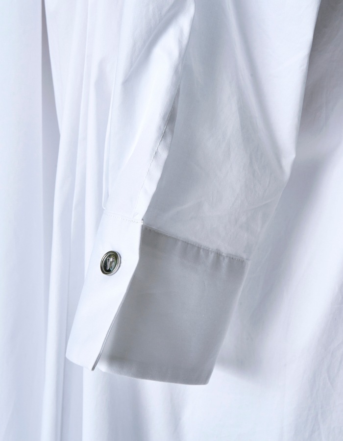 Snowflake Cotton Shirt Dress / white