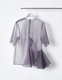 Moon Ruffle Sheer Tops / gray