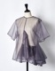 Moon Ruffle Sheer Tops / gray