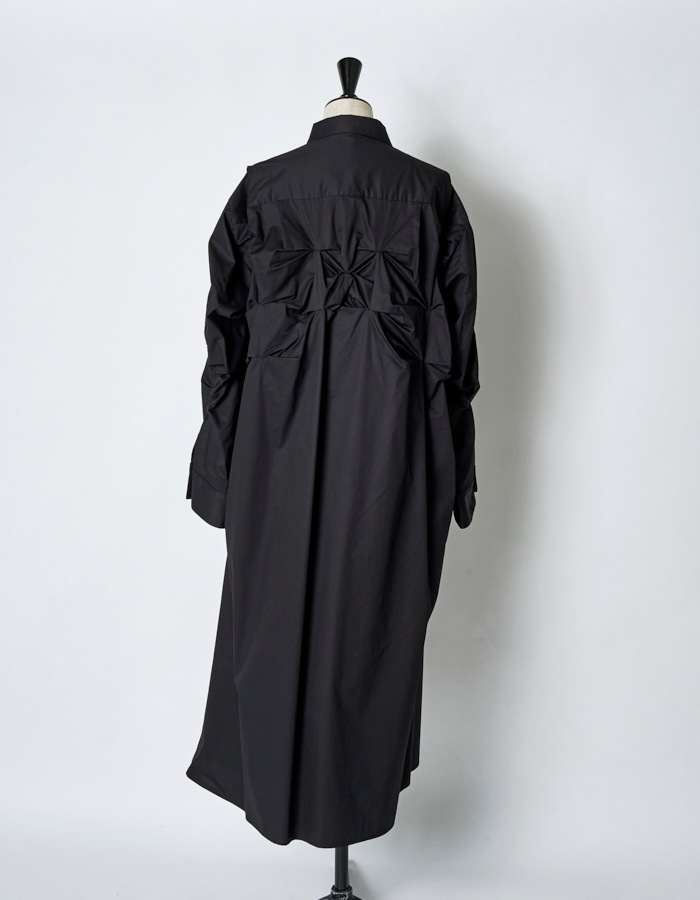 Snowflake Cotton Shirt Dress / black