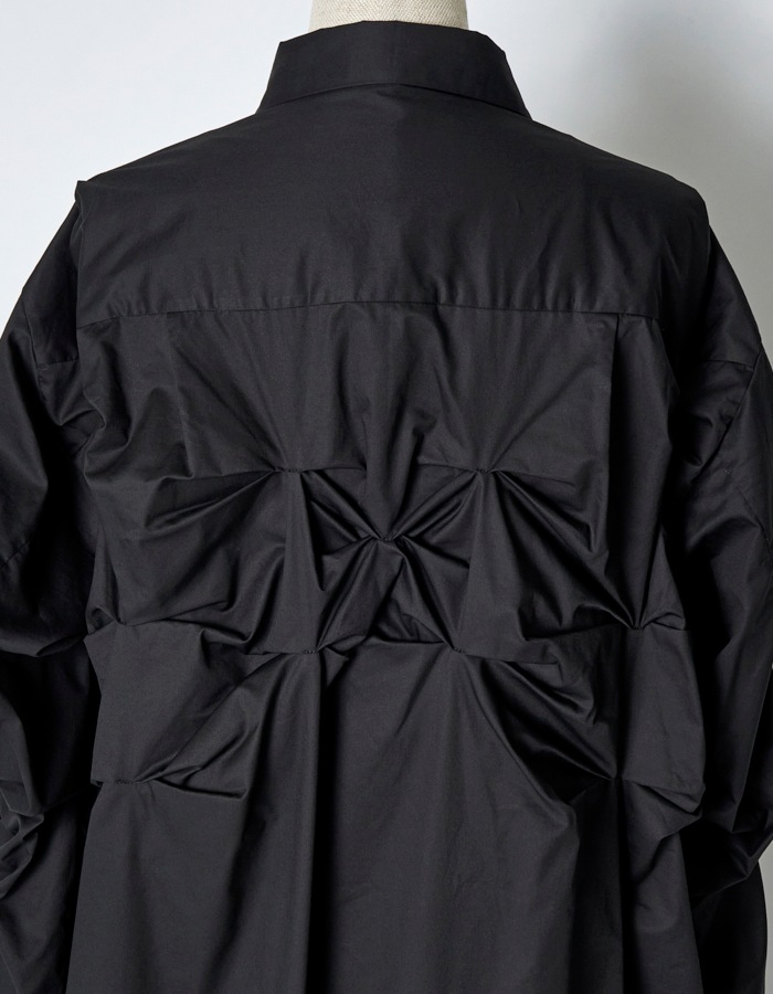 Snowflake Cotton Shirt Dress / black
