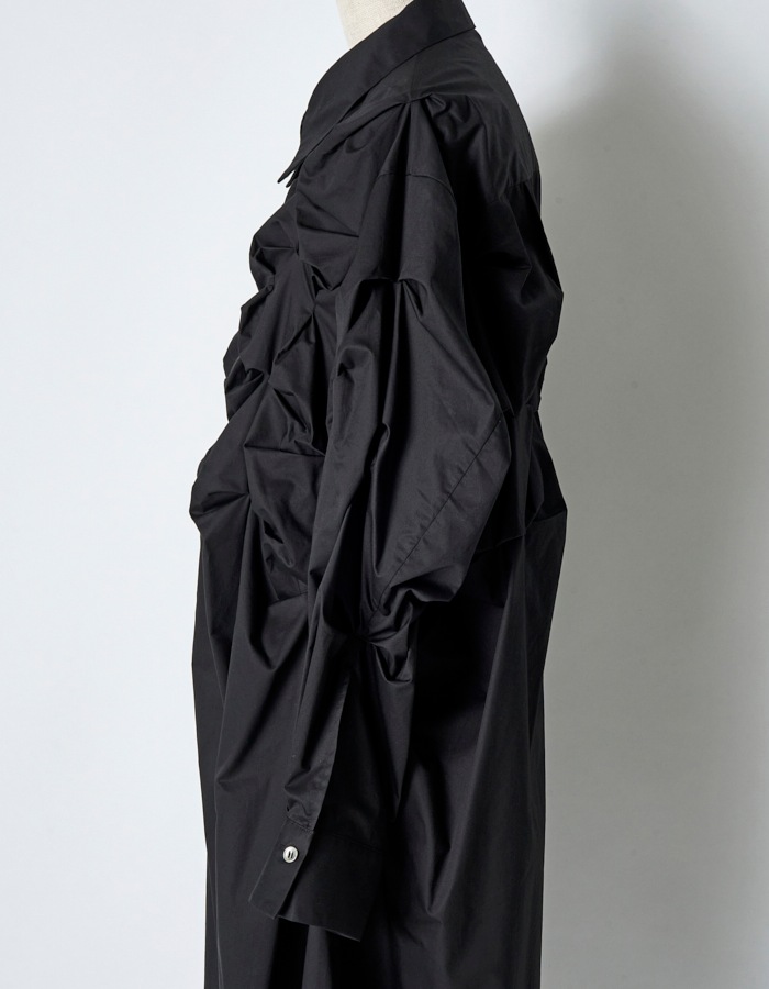 Snowflake Cotton Shirt Dress / black