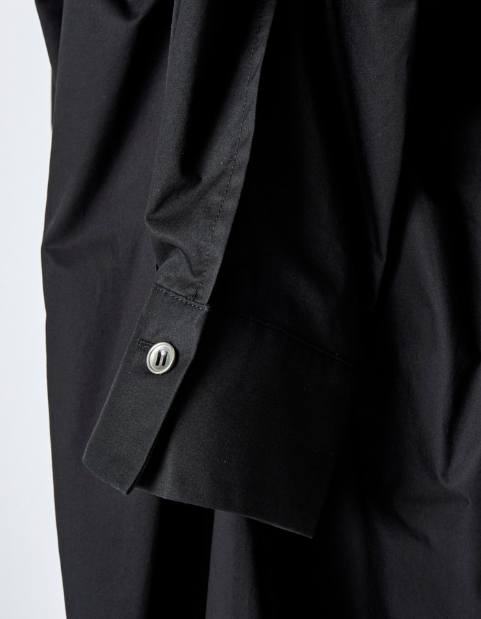 Snowflake Cotton Shirt Dress / black