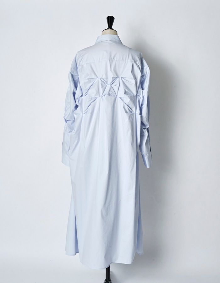 Snowflake Cotton Shirt Dress / sax