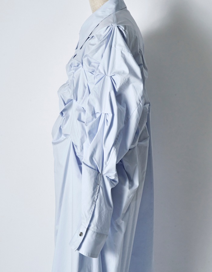 Snowflake Cotton Shirt Dress / sax