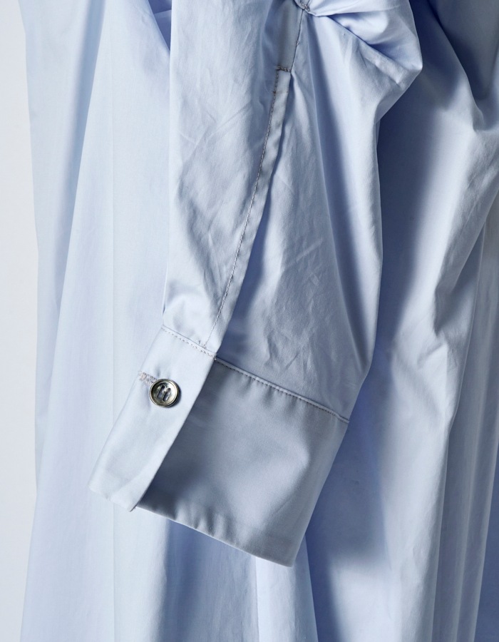 Snowflake Cotton Shirt Dress / sax