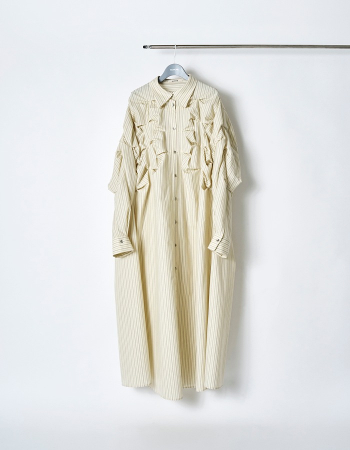 Snowflake Shirt Dress / ivory stripe