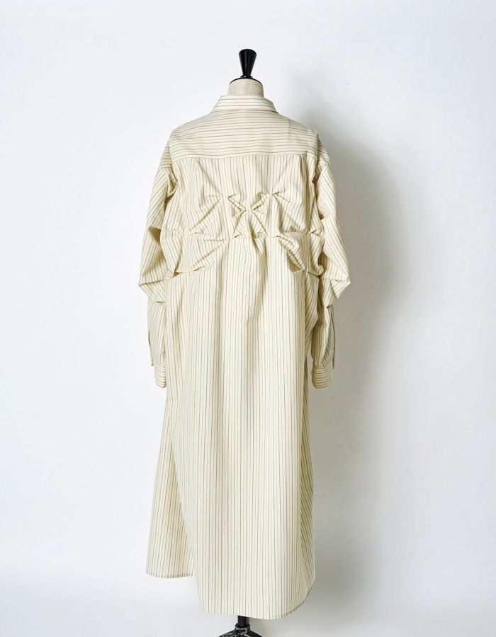Snowflake Shirt Dress / ivory stripe