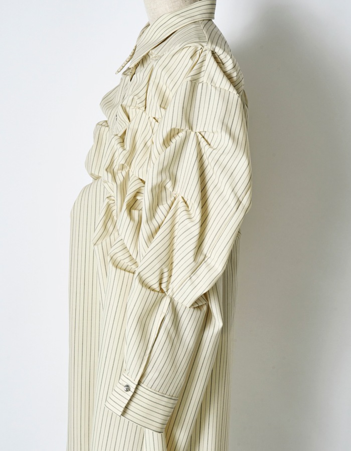Snowflake Shirt Dress / ivory stripe